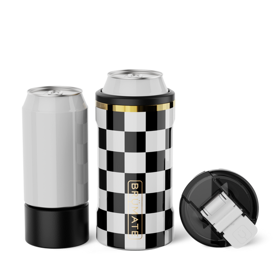 Hopsulator Trio V2 | Black & White Checker | 12/16oz Standard Cans
